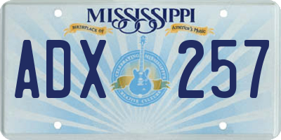 MS license plate ADX257