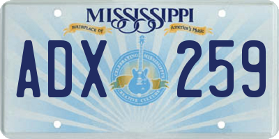 MS license plate ADX259