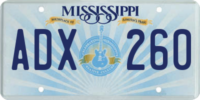 MS license plate ADX260