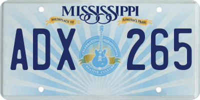 MS license plate ADX265