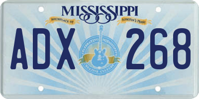 MS license plate ADX268