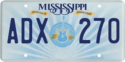 MS license plate ADX270