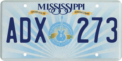 MS license plate ADX273