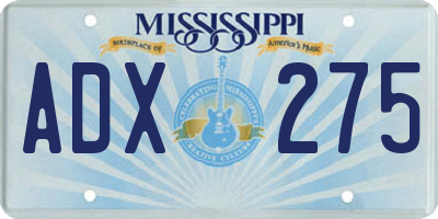 MS license plate ADX275