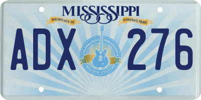 MS license plate ADX276