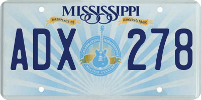 MS license plate ADX278