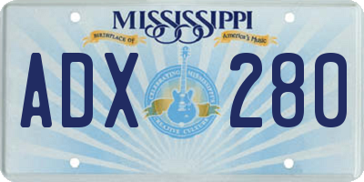 MS license plate ADX280