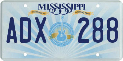 MS license plate ADX288