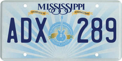 MS license plate ADX289