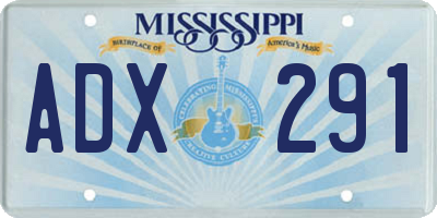 MS license plate ADX291