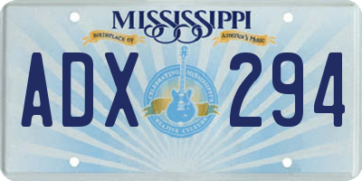 MS license plate ADX294