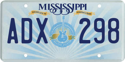 MS license plate ADX298