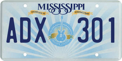 MS license plate ADX301