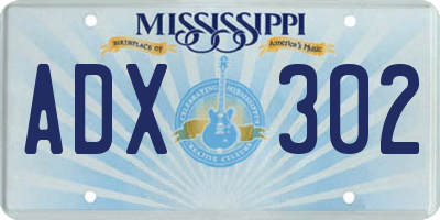 MS license plate ADX302