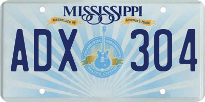 MS license plate ADX304