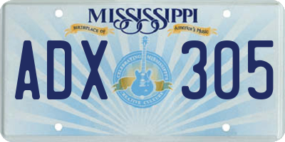MS license plate ADX305