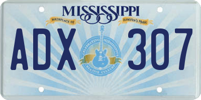 MS license plate ADX307