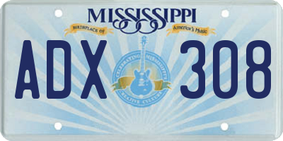 MS license plate ADX308