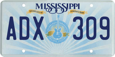 MS license plate ADX309