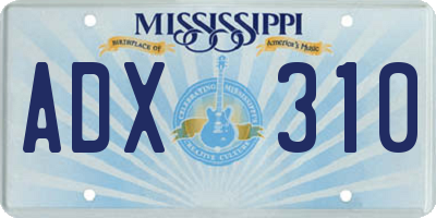MS license plate ADX310