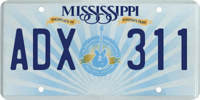 MS license plate ADX311