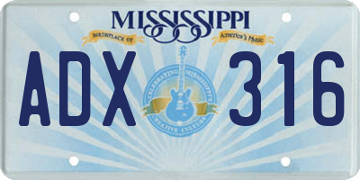 MS license plate ADX316