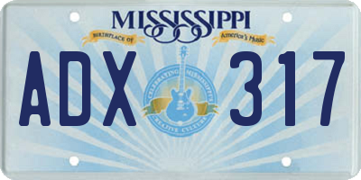 MS license plate ADX317