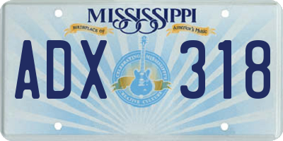 MS license plate ADX318