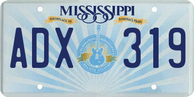 MS license plate ADX319