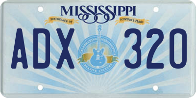 MS license plate ADX320