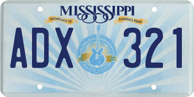 MS license plate ADX321