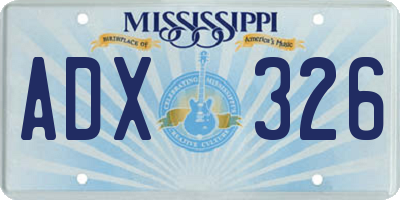 MS license plate ADX326