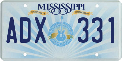 MS license plate ADX331