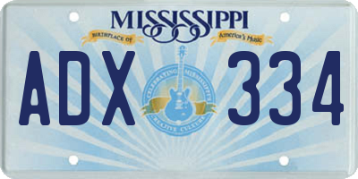 MS license plate ADX334