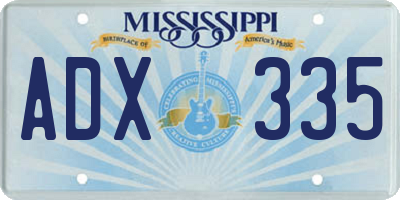 MS license plate ADX335