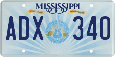 MS license plate ADX340