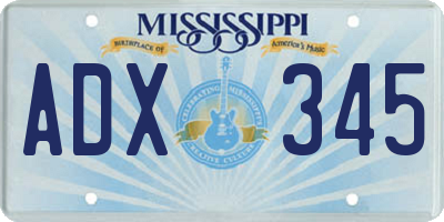 MS license plate ADX345