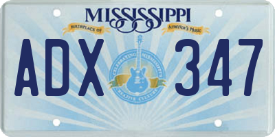 MS license plate ADX347