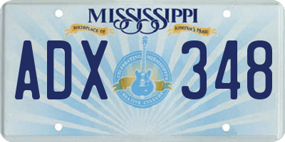 MS license plate ADX348