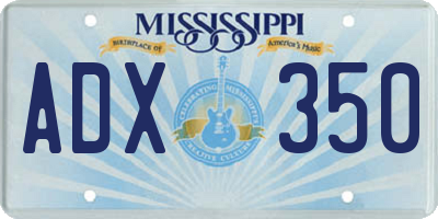 MS license plate ADX350