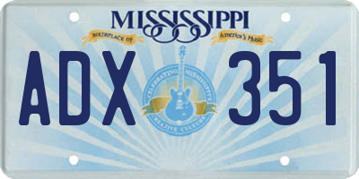 MS license plate ADX351