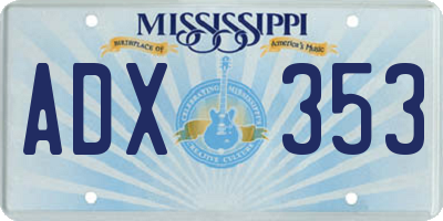 MS license plate ADX353
