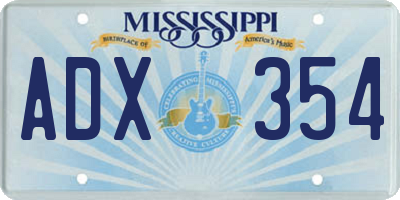MS license plate ADX354