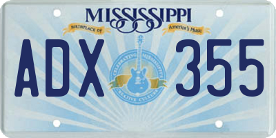 MS license plate ADX355
