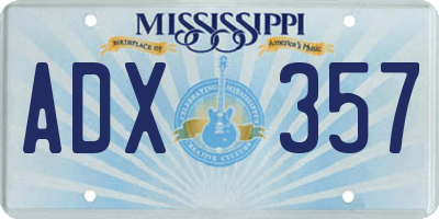 MS license plate ADX357