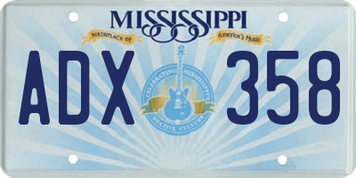 MS license plate ADX358