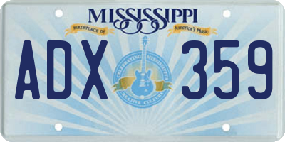 MS license plate ADX359