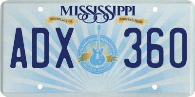 MS license plate ADX360
