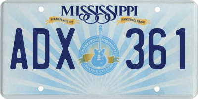 MS license plate ADX361