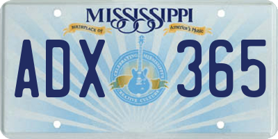 MS license plate ADX365